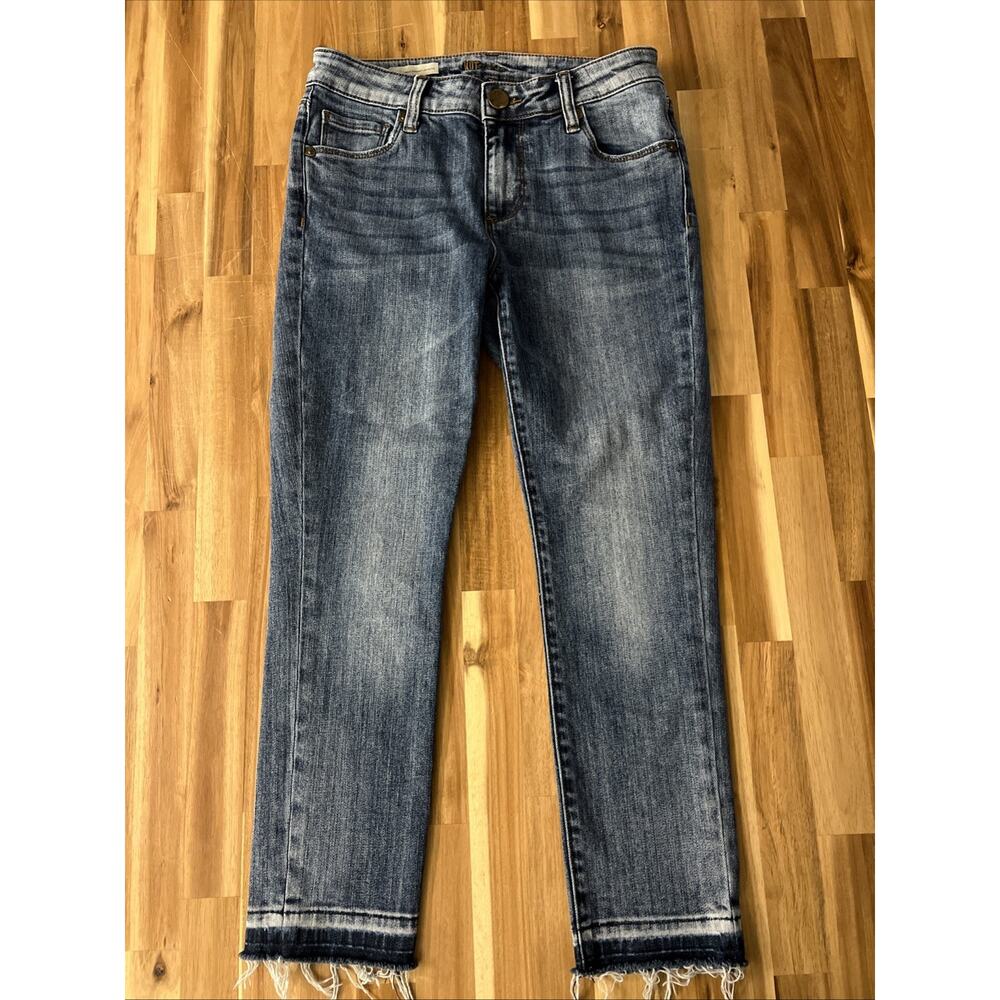 Kut From The Kloth Jeans Womens 0P Reese Ankle Straight Leg Petite Distressed